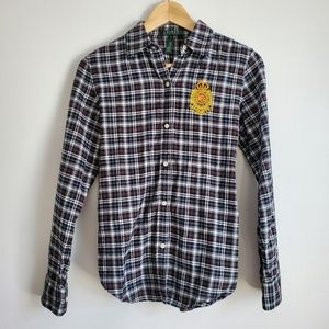 Lauren by Ralph Lauren Plaid Flannel Button Up Shirt Size XS